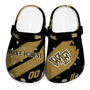Wake Forest Demon Deacons Clogs - Personalized Checkered Streaks Gold Black
