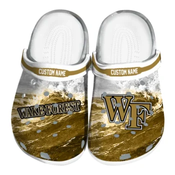 Wake Forest Demon Deacons Clogs - Personalized Wave Swirl Gold White