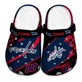 Washington Capitals Clogs - Custom Checkered Streaks Blue Black