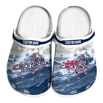 Washington Capitals Clogs - Custom Wave Swirl Blue White