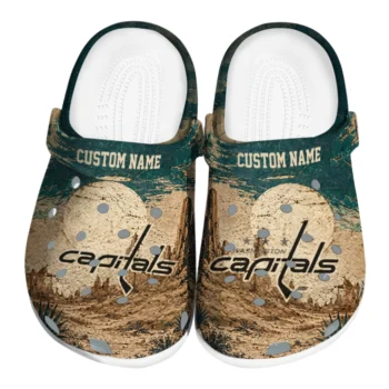 Washington Capitals Clogs - Customized Cracked Landscape Fir Green Beige