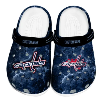 Washington Capitals Clogs - Personalized Cracked Energy Blue Black
