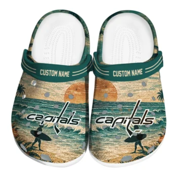 Washington Capitals Clogs - Personalized Wave Scene Fir Green
