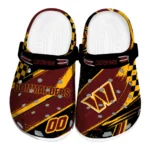 Washington Commanders Clogs - Personalized Checkered Streaks Burgundy Black 1 Washington Commanders Clogs – Personalized Checkered Streaks Burgundy Black 1