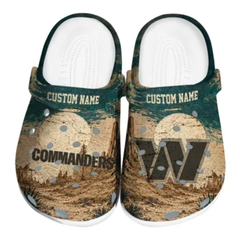 Washington Commanders Clogs - Custom Cracked Landscape Fir Green Beige