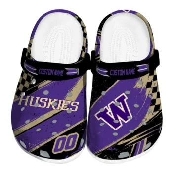Washington Huskies Clogs - Custom Circuit Geometry Purple Black