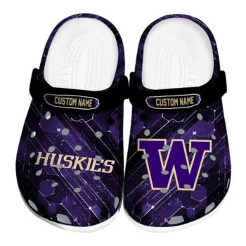 Washington Huskies Clogs - Custom Circuit Geometry Purple Black