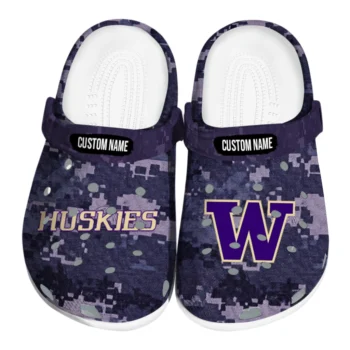 Washington Huskies Clogs - Custom Digital Camo Purple