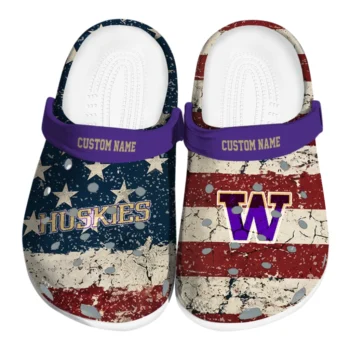 Washington Huskies Clogs - Custom Distressed Stripes Purple Red Blue