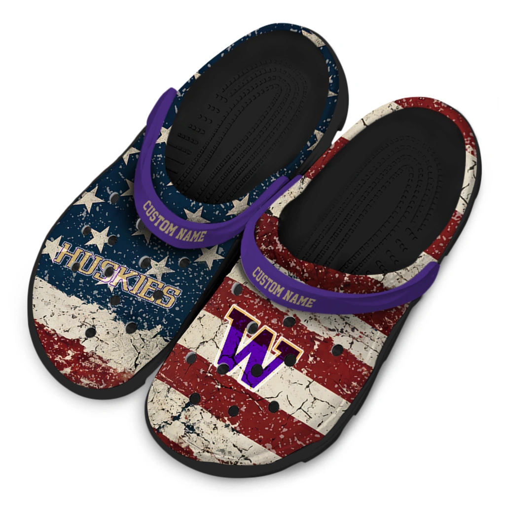 washington-huskies-clog-custom-distressed-stripes-purple-red-blue-latest-model.webp