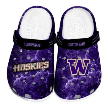Washington Huskies Clogs - Customized Cracked Energy Purple Black