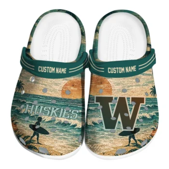 Washington Huskies Clogs - Customized Wave Scene Fir Green