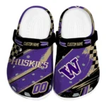 Washington Huskies Clogs - Personalized Checkered Streaks Purple Black 1 washington-huskies-clog-personalized-checkered-streaks-purple-black-best-selling.webp