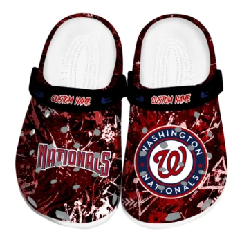 Washington Nationals Clogs - Custom Graffiti Burst Red Black