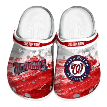 Washington Nationals Clogs - Custom Wave Swirl Red White