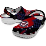Washington Nationals Clogs – Custom Checkered Streaks Red Black 1