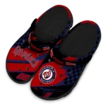 Washington Nationals Clogs – Custom Checkered Streaks Red Black 1