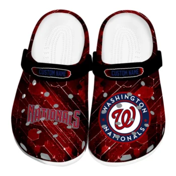 Washington Nationals Clogs - Customized Circuit Geometry Red Black