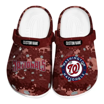 Washington Nationals Clogs - Customized Digital Camo Red