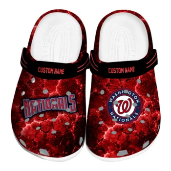 Washington Nationals Clogs - Personalized Cracked Energy Red Black