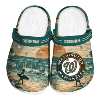 Washington Nationals Clogs - Personalized Wave Scene Fir Green