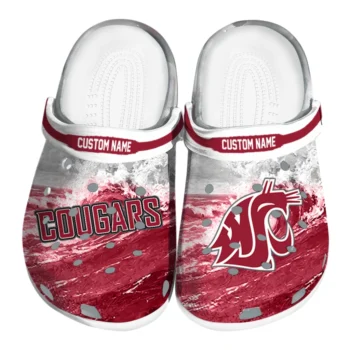 Washington State Cougars Clogs - Custom Wave Swirl Crimson White