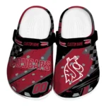 Washington State Cougars Clogs - Custom Checkered Streaks Crimson Black 1 Washington State Cougars Clogs – Custom Checkered Streaks Crimson Black 1