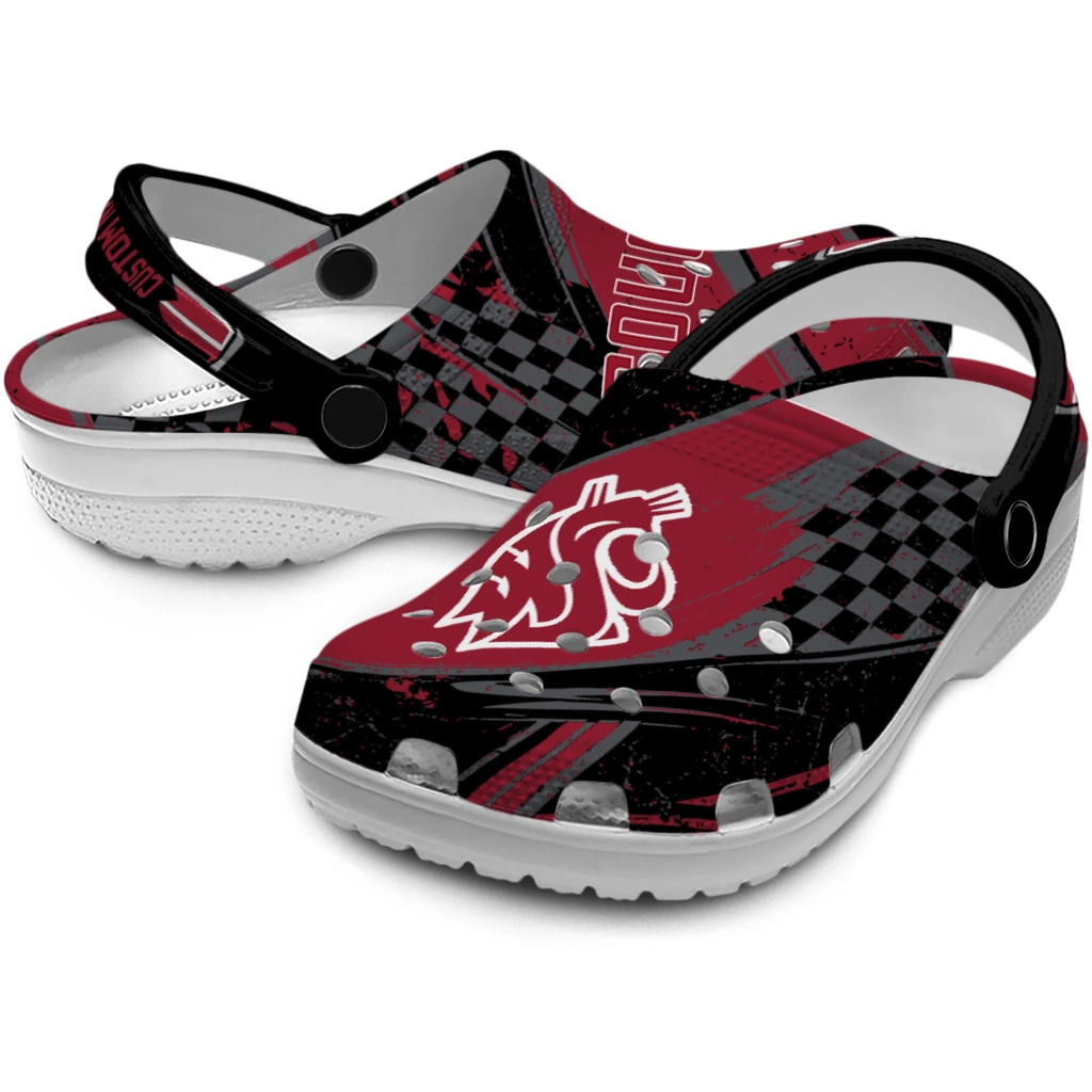 Washington State Cougars Clogs - Customized Circuit Geometry Crimson Black 3