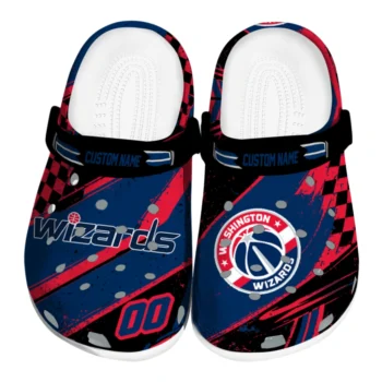 Washington Wizards Clogs - Personalized Checkered Streaks Blue Black