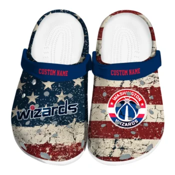 Washington Wizards Clogs - Custom Distressed Stripes Blue Red Blue