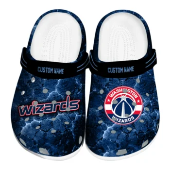 Washington Wizards Clogs - Customized Cracked Energy Blue Black