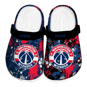Washington Wizards Clogs - Customized Splatter Splash Blue Black