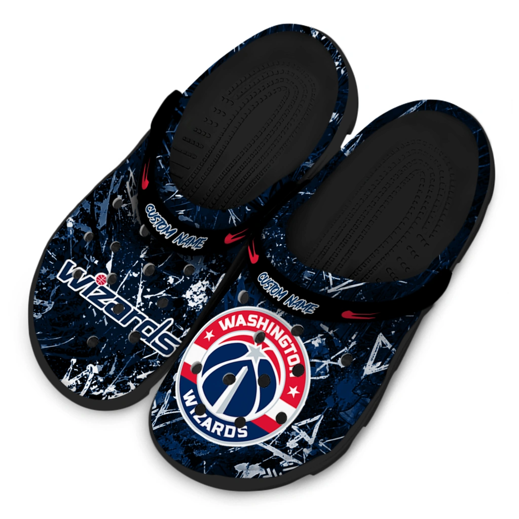 washington-wizards-clog-personalized-graffiti-burst-blue-black-latest-model.webp