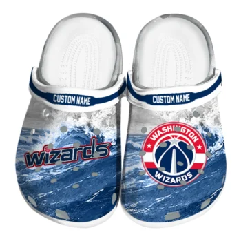 Washington Wizards Clogs - Personalized Wave Swirl Blue White