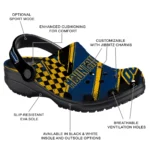 West Virginia Mountaineers Clogs – Customized Circuit Geometry Blue Black 1