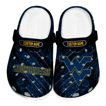 West Virginia Mountaineers Clogs - Customized Circuit Geometry Blue Black