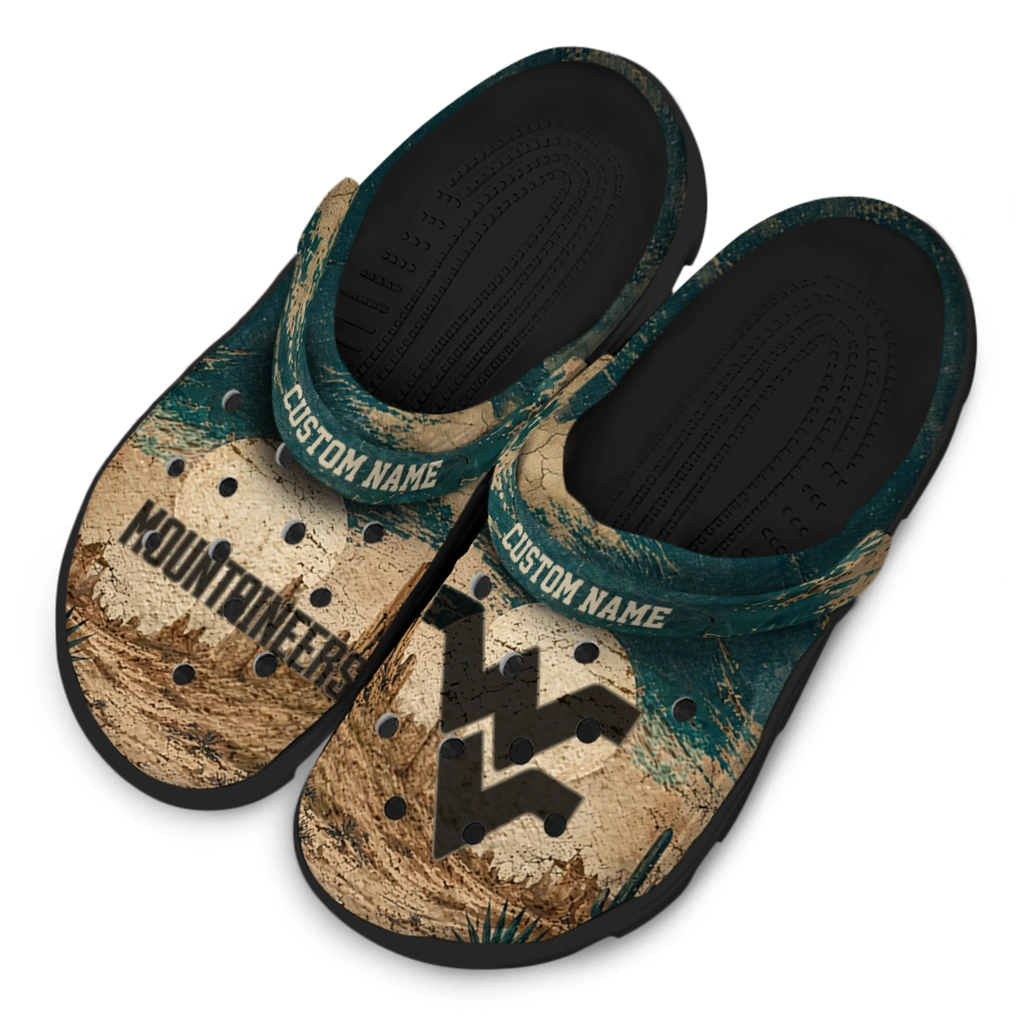 west-virginia-mountaineers-clog-customized-cracked-landscape-fir-green-beige-latest-model.webp