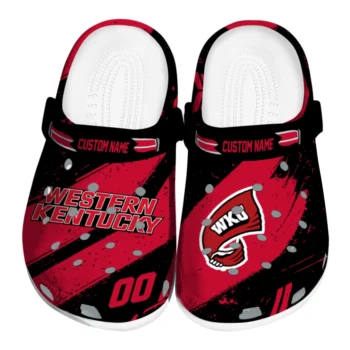 Western Kentucky Hilltoppers Clogs - Personalized Checkered Streaks Red Black