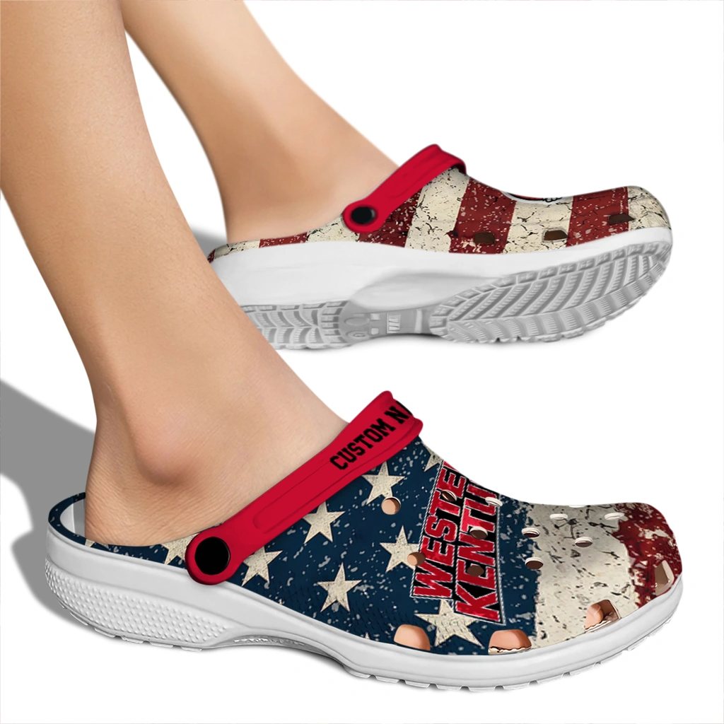 western-kentucky-hilltoppers-clog-custom-distressed-stripes-red-blue-fashion-forward.webp