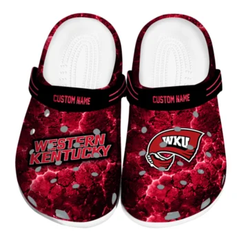 Western Kentucky Hilltoppers Clogs - Customized Cracked Energy Red Black