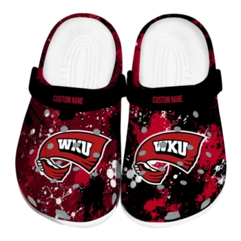 Western Kentucky Hilltoppers Clogs - Customized Splatter Splash Red Black