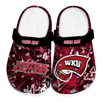 Western Kentucky Hilltoppers Clogs - Personalized Graffiti Burst Red Black