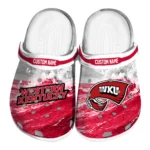 Western Kentucky Hilltoppers Clogs - Personalized Wave Swirl Red White 1 western-kentucky-hilltoppers-clog-personalized-wave-swirl-red-white-best-selling.webp