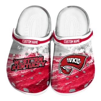 Western Kentucky Hilltoppers Clogs - Personalized Wave Swirl Red White