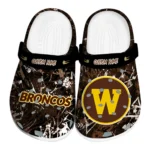 Western Michigan Broncos Clogs - Custom Graffiti Burst Brown Black 1 western-michigan-broncos-clog-custom-graffiti-burst-brown-black-best-selling.webp