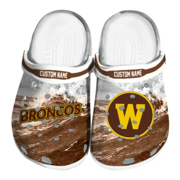 Western Michigan Broncos Clogs - Custom Wave Swirl Brown White