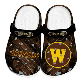 Western Michigan Broncos Clogs - Customized Circuit Geometry Brown Black