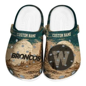 Western Michigan Broncos Clogs - Customized Cracked Landscape Fir Green Beige