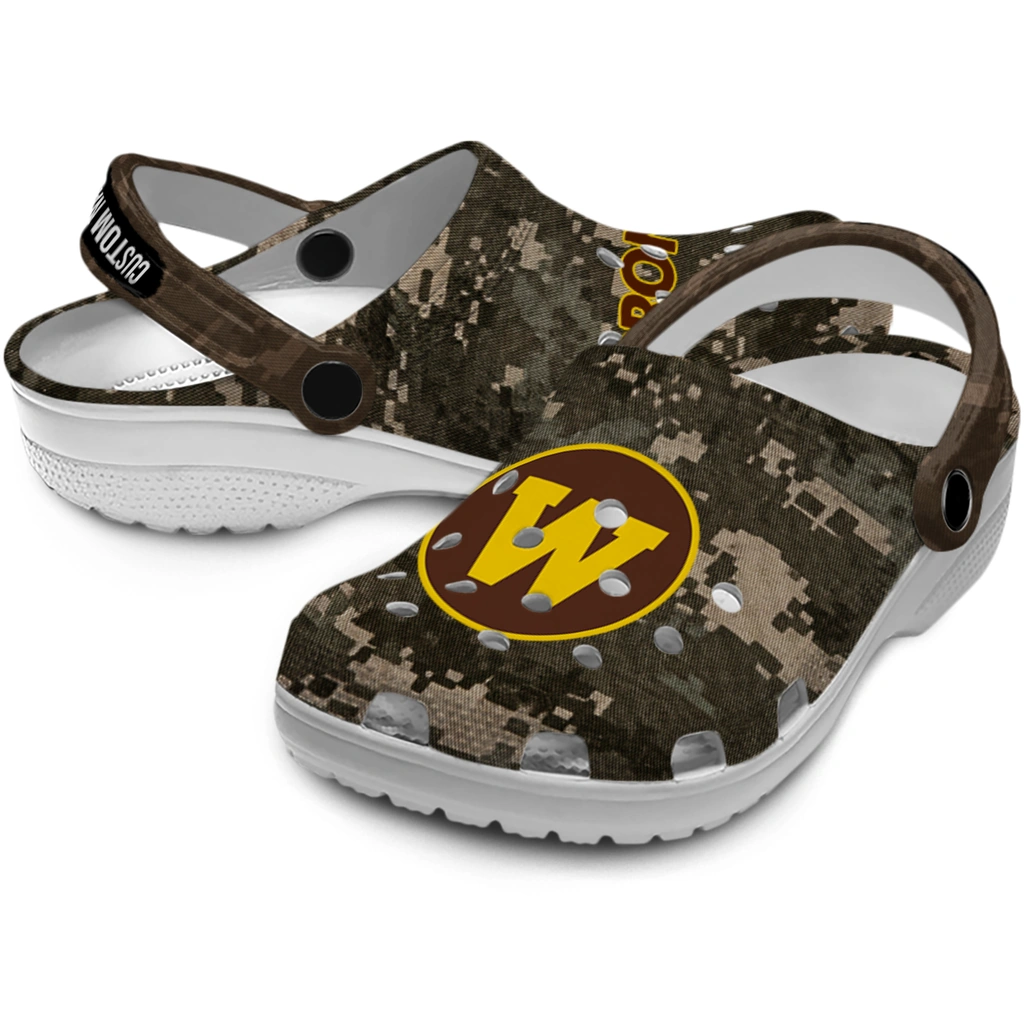 western-michigan-broncos-clog-customized-digital-camo-brown-high-quality.webp