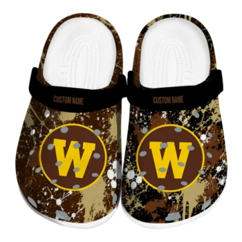 Western Michigan Broncos Clogs - Personalized Splatter Splash Brown Black